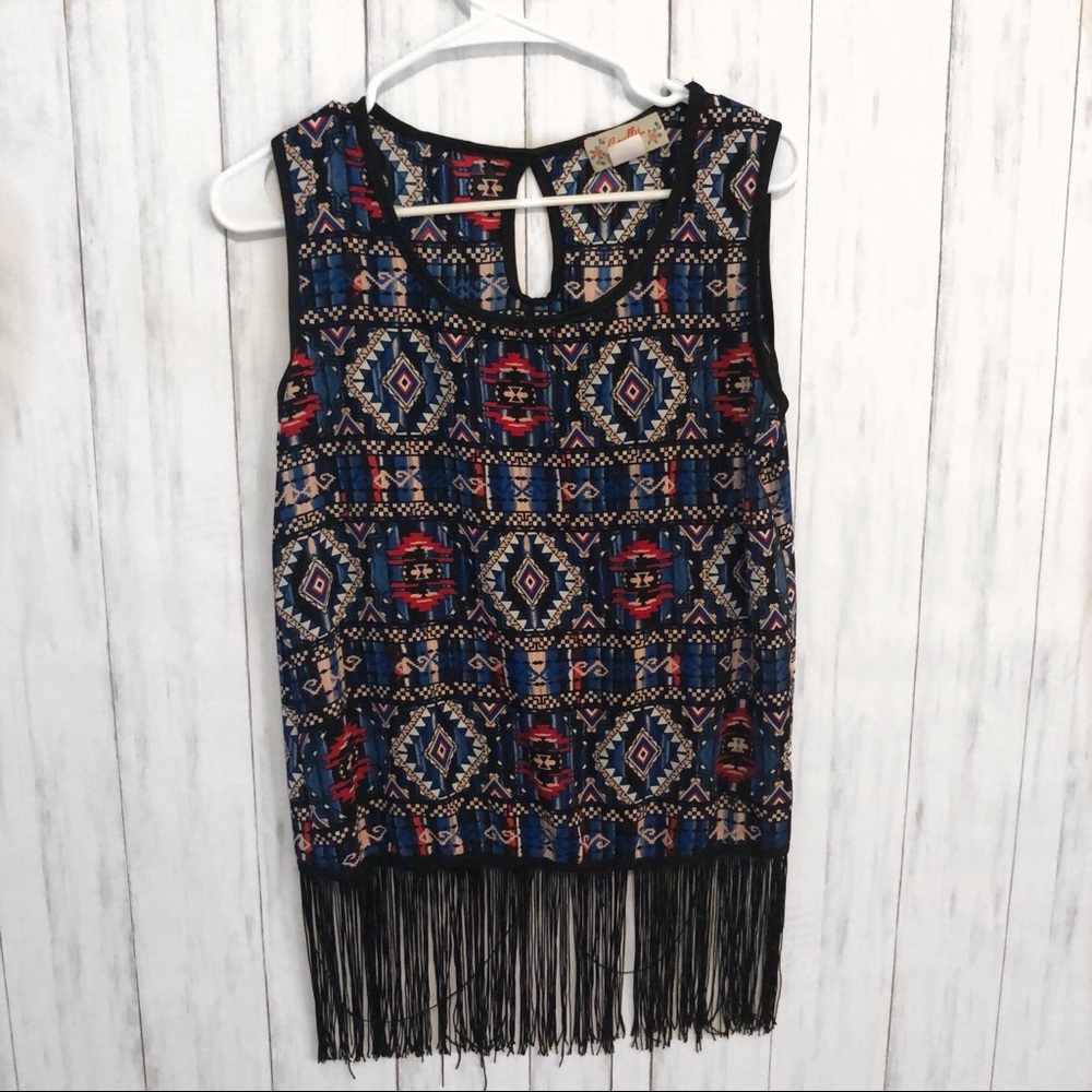 NWOT aztec fringe tank top